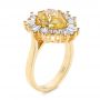 14k Yellow Gold Yellow Sapphire And Baguette Diamond Halo Engagement Ring - Three-Quarter View -  105771 - Thumbnail