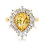 14k Yellow Gold Yellow Sapphire And Baguette Diamond Halo Engagement Ring - Top View -  105771 - Thumbnail