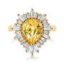 14k Yellow Gold Yellow Sapphire And Baguette Diamond Halo Engagement Ring - Top View -  105771 - Thumbnail