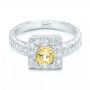  Platinum Yellow Sapphire And Diamond Halo Engagement Ring - Flat View -  102258 - Thumbnail