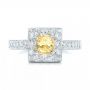  Platinum Yellow Sapphire And Diamond Halo Engagement Ring - Top View -  102258 - Thumbnail