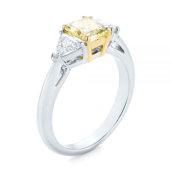 Yellow and White Diamond Engagement Ring - Image