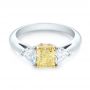 Yellow And White Diamond Engagement Ring - Flat View -  104142 - Thumbnail