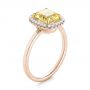 18k Rose Gold 18k Rose Gold Yellow And White Diamond Halo Engagement Ring - Three-Quarter View -  104135 - Thumbnail