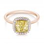 14k Rose Gold 14k Rose Gold Yellow And White Diamond Halo Engagement Ring - Flat View -  104135 - Thumbnail