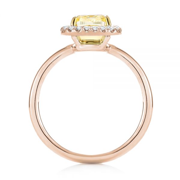 14k Rose Gold 14k Rose Gold Yellow And White Diamond Halo Engagement Ring - Front View -  104135