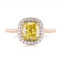 18k Rose Gold 18k Rose Gold Yellow And White Diamond Halo Engagement Ring - Top View -  104135 - Thumbnail
