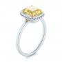 18k White Gold 18k White Gold Yellow And White Diamond Halo Engagement Ring - Three-Quarter View -  104135 - Thumbnail