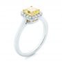 Yellow And White Diamond Halo Engagement Ring - Three-Quarter View -  104143 - Thumbnail