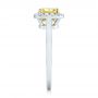 Yellow And White Diamond Halo Engagement Ring - Side View -  104143 - Thumbnail