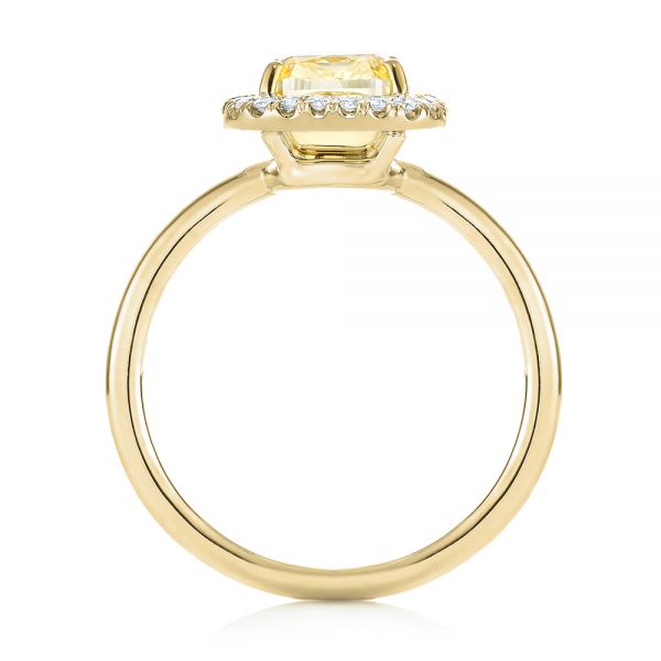 14k Yellow Gold 14k Yellow Gold Yellow And White Diamond Halo Engagement Ring - Front View -  104135