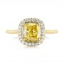 18k Yellow Gold 18k Yellow Gold Yellow And White Diamond Halo Engagement Ring - Top View -  104135 - Thumbnail
