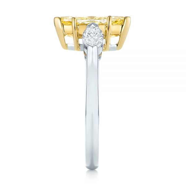 Yellow And White Marquise Diamond Engagement Ring - Side View -  104141