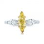 Yellow And White Marquise Diamond Engagement Ring - Top View -  104141 - Thumbnail