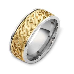 Men's Engraved Two-Tone Gold Band - front perspective
