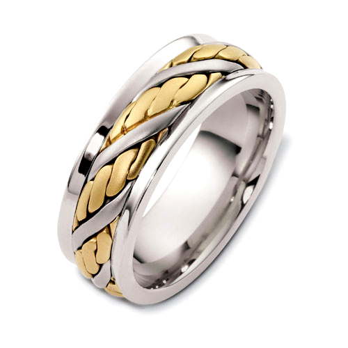 Men's Rope Two-Tone Gold Band - front perspective