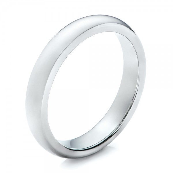 4mm White Tungsten Carbide Bright Polish Domed Comfort Fit Band - Three-Quarter View -  101195