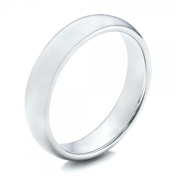 Men's Polished Domed White Tungsten Band - Three-Quarter View -  101194