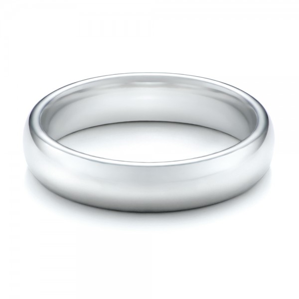 Men's Polished Domed White Tungsten Band - Flat View -  101194