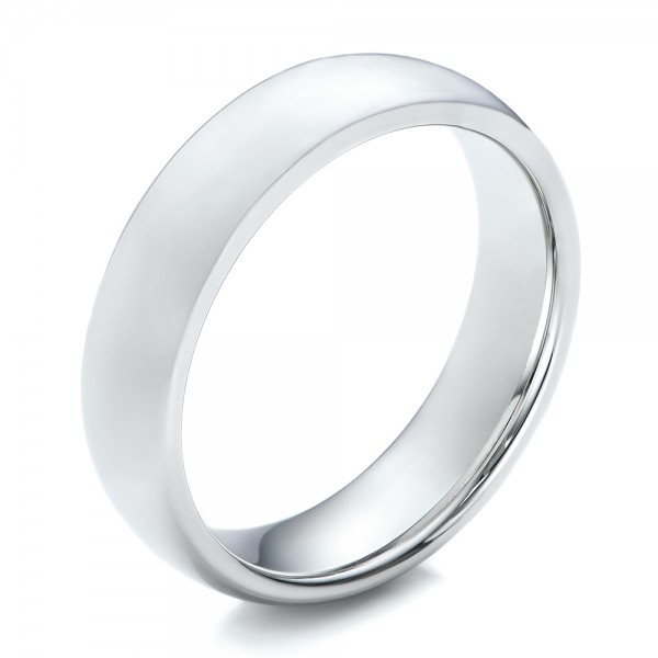 Men's Polished Domed White Tungsten Band - Three-Quarter View -  101193