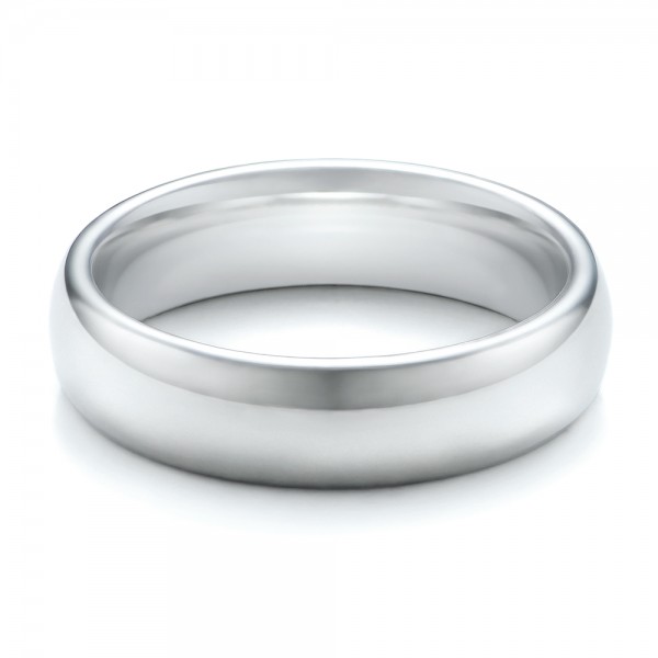 Men's Polished Domed White Tungsten Band - Flat View -  101193