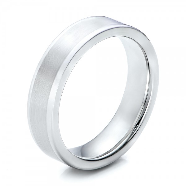 Men's Satin Finish White Tungsten Band - Three-Quarter View -  101196