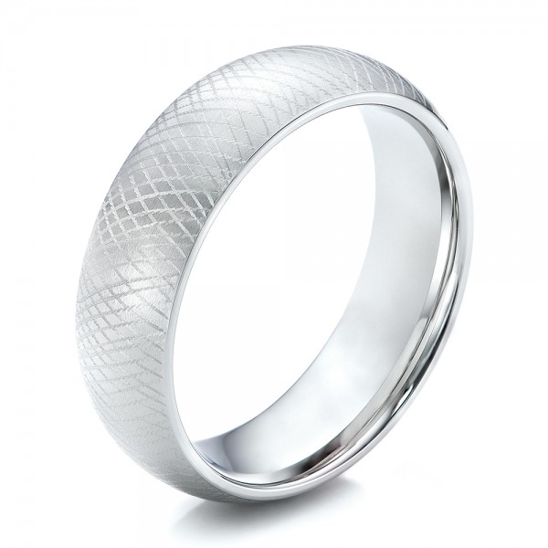 Men's Florentine Finish White Tungsten Band - Three-Quarter View -  101201