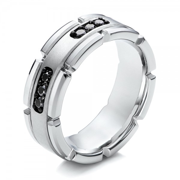 Men's White Tungsten And Silver Band - Three-Quarter View -  101182