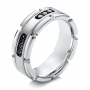 Men's White Tungsten And Silver Band - Three-Quarter View -  101182 - Thumbnail