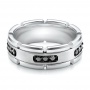 Men's White Tungsten And Silver Band - Flat View -  101182 - Thumbnail