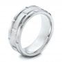 Men's Beveled White Tungsten Band - Three-Quarter View -  101202 - Thumbnail