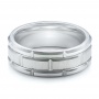 Men's Beveled White Tungsten Band - Flat View -  101202 - Thumbnail