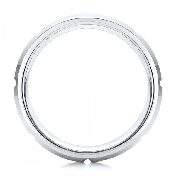 Men's Beveled White Tungsten Band - Front View -  101202