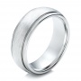 Men's Wire Brushed Finish White Tungsten Band - Three-Quarter View -  101199 - Thumbnail