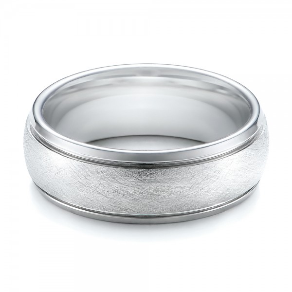 Men's Wire Brushed Finish White Tungsten Band - Flat View -  101199