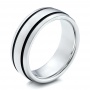 Men's White Tungsten With Black Antique Band - Three-Quarter View -  101200 - Thumbnail