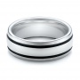 Men's White Tungsten With Black Antique Band - Flat View -  101200 - Thumbnail