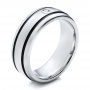 Men's Black And White Tungsten Band - Three-Quarter View -  101184 - Thumbnail