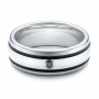 Men's Black And White Tungsten Band - Flat View -  101184 - Thumbnail