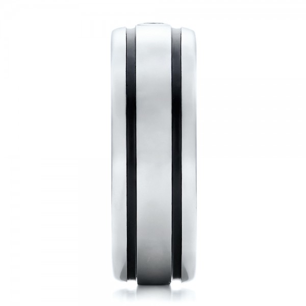 Men's Black And White Tungsten Band - Side View -  101184