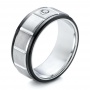 Men's Black And White Brushed Finish Tungsten Band - Three-Quarter View -  101185 - Thumbnail