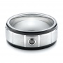 Men's Black And White Brushed Finish Tungsten Band - Flat View -  101185 - Thumbnail
