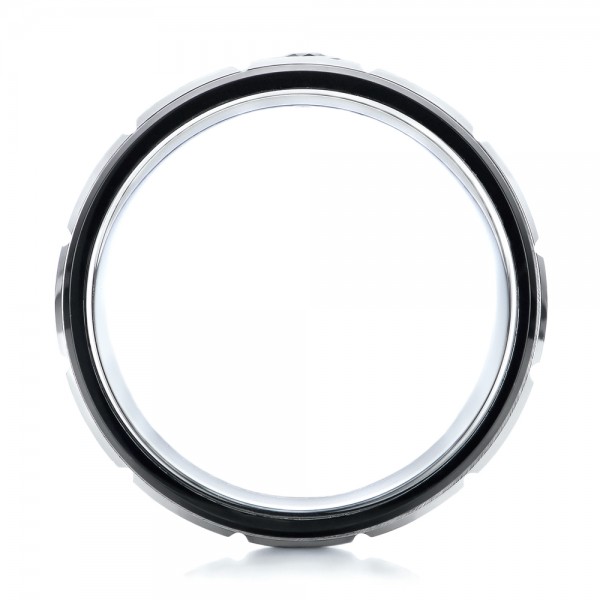 Men's Black And White Brushed Finish Tungsten Band - Front View -  101185