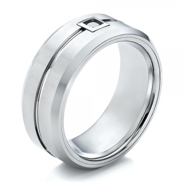 Men's White Tungsten Brushed Finish Band - Three-Quarter View -  101187