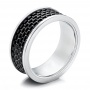 Men's Black And White Tungsten Band - Three-Quarter View -  101209 - Thumbnail