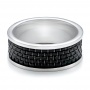 Men's Black And White Tungsten Band - Flat View -  101209 - Thumbnail