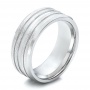 Men's Florentine Finish White Tungsten Band - Three-Quarter View -  101204 - Thumbnail