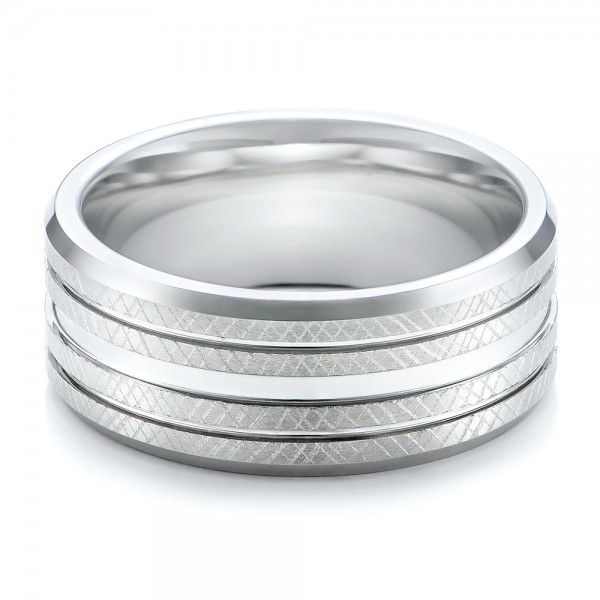 Men's Florentine Finish White Tungsten Band - Flat View -  101204