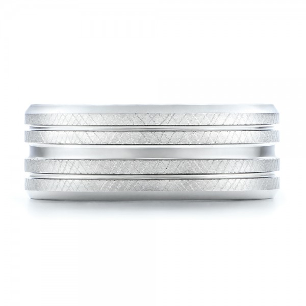 Men's Florentine Finish White Tungsten Band - Top View -  101204