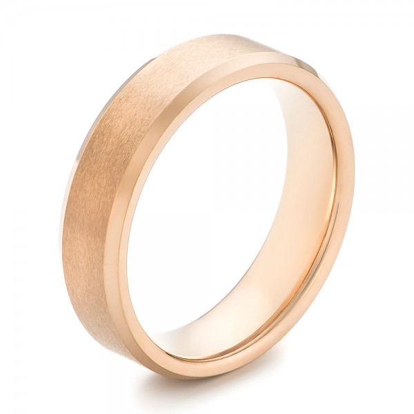 Rose Tungsten Beveled Edge Men's Wedding Band - Image